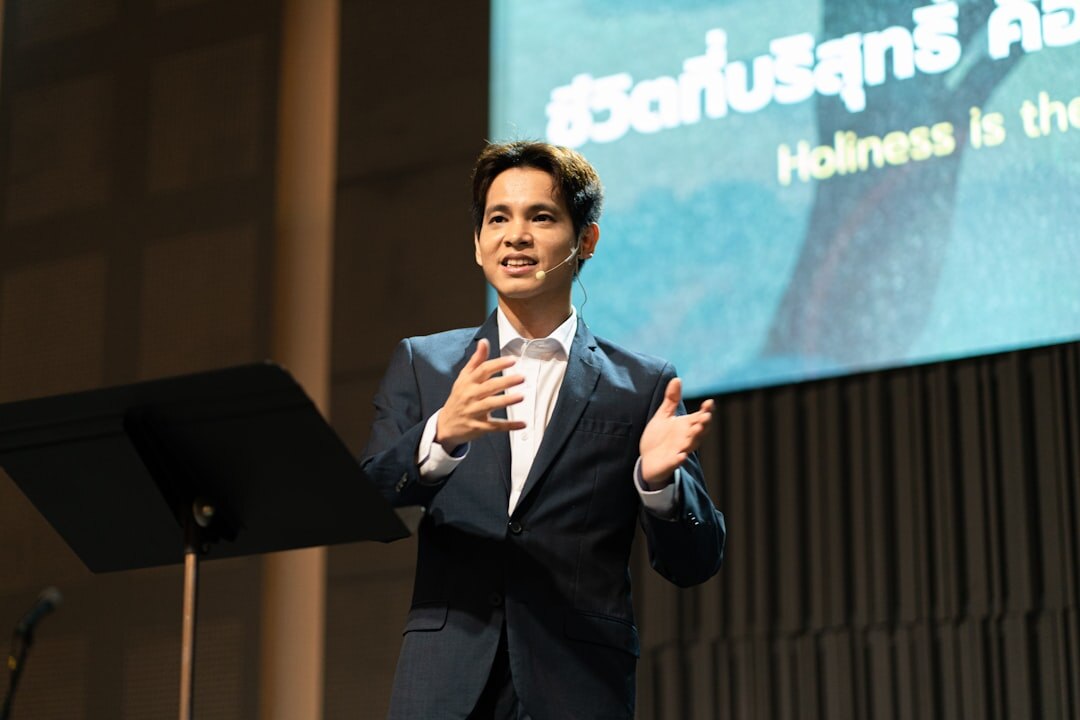 business conference speaker on stage