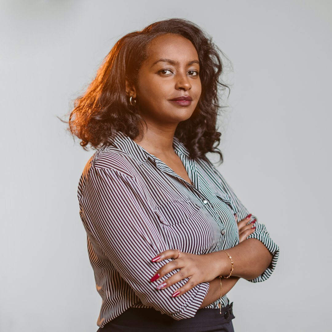 Portrait of a young Belgian businesswoman with dark hair